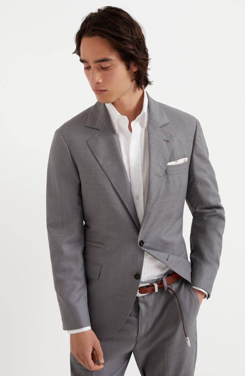 Brunello Cucinelli Hopsack blazer, Alternate, color, Grey