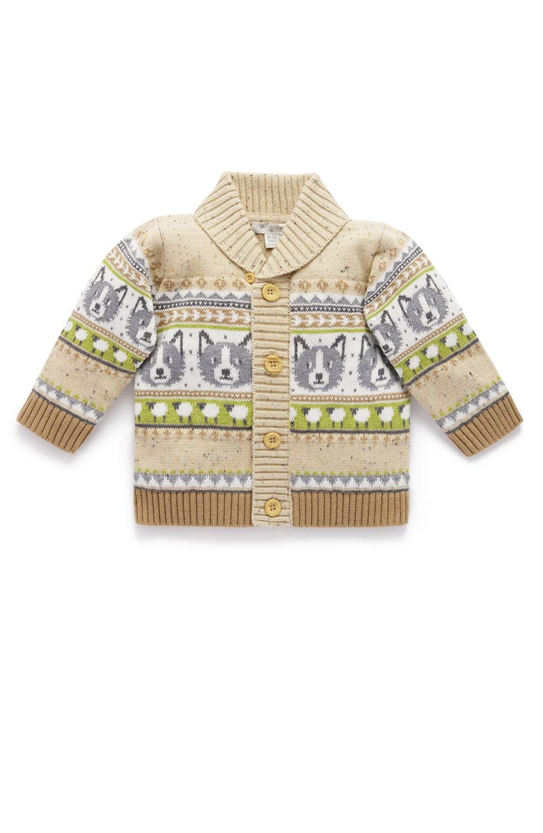 Purebaby Sheep Dog Cardigan, Main, color, Herding Farisle