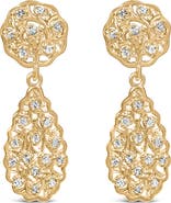 Haus of Brilliance 14K Yellow Gold Plated Silver 1/5 Cttw Diamond Teardrop Filigree Earrings