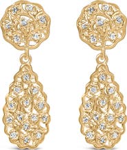Haus of Brilliance 14K Yellow Gold Plated Silver 1/5 Cttw Diamond Teardrop Filigree Earrings
