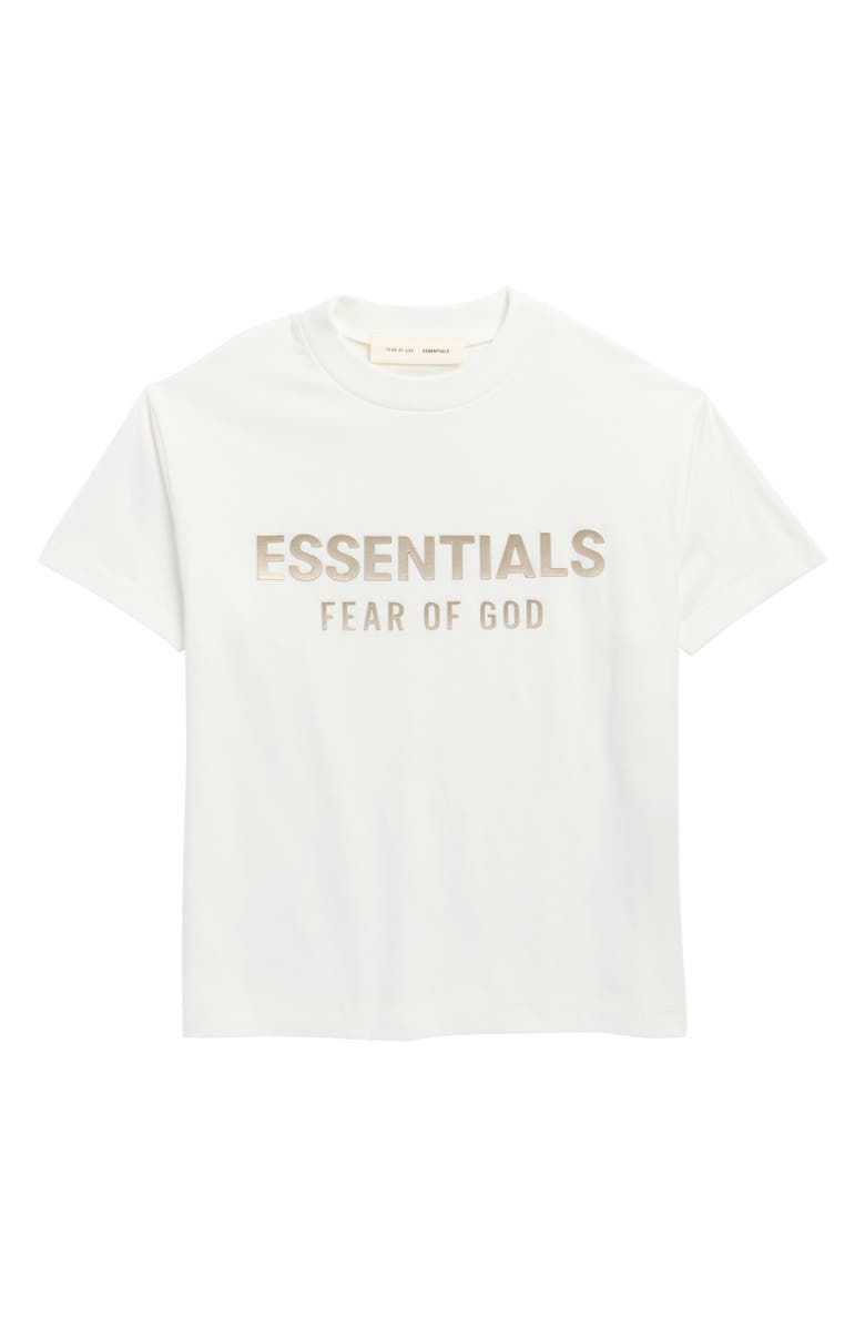 Fear of God Essentials Kids' Classic Metallic Logo Short Sleeve T-Shirt, Main, color, Cloud White