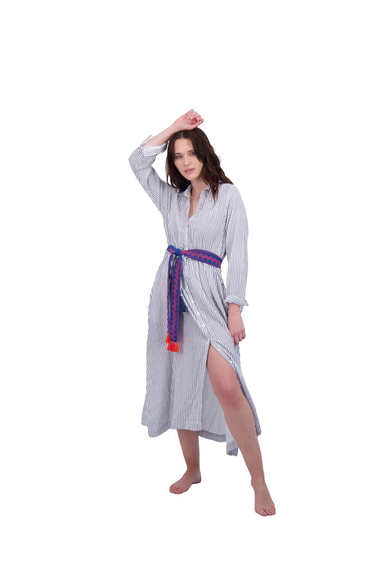 Anais Women's Button Front Shirtdress Marine Stripe, Main, color, Blue