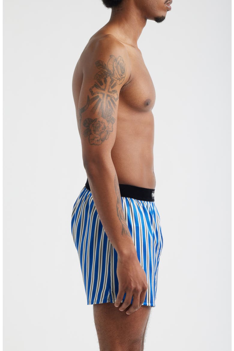 Stripe Stretch Silk Boxer Shorts, Alternate, color, BLUE/ WHITE