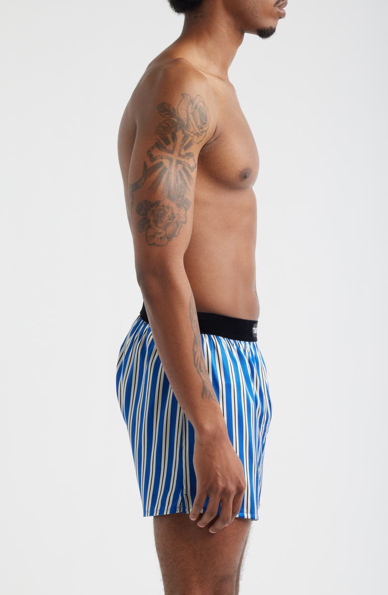 TOM FORD Stripe Stretch Silk Boxer Shorts, Alternate, color, Blue/ White