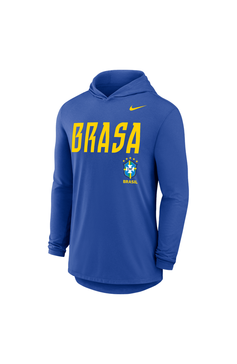Nike Men's Nike Royal Brazil National Team Dri-FIT Long Sleeve Hooded T-Shirt, Main, color, Royal