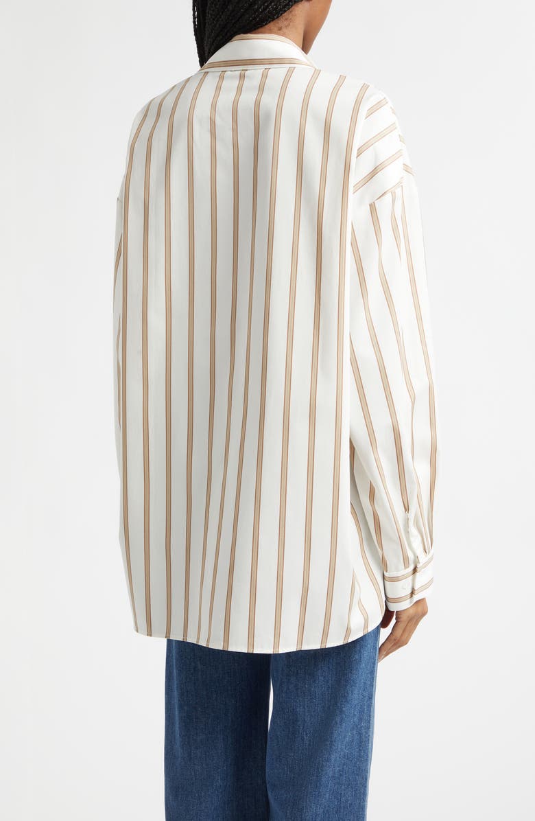 TWP Something Borrowed Stripe Cotton Button-Up Shirt, Alternate, color, White / Khaki