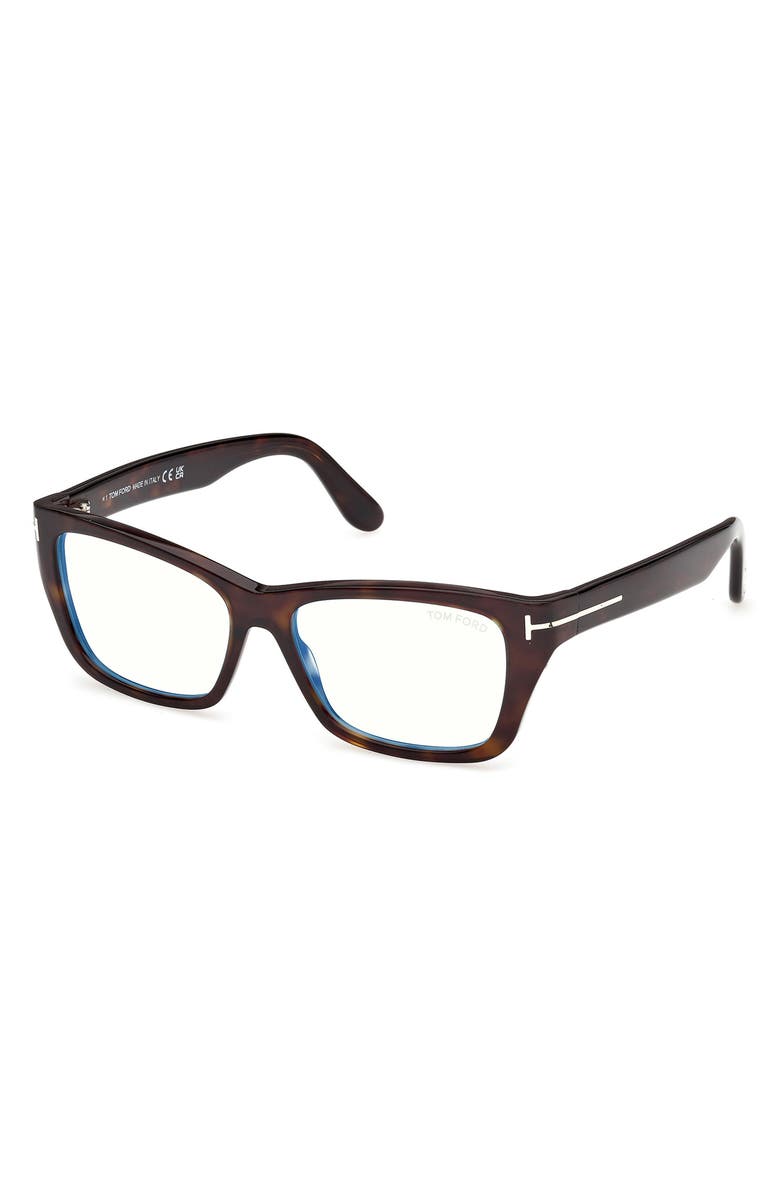TOM FORD 54mm Butterfly Optical Glasses, Alternate, color, Shiny Classic Dark Havana