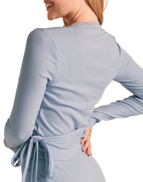 Adore Me Rib Knit Ballet Wrap In Blue