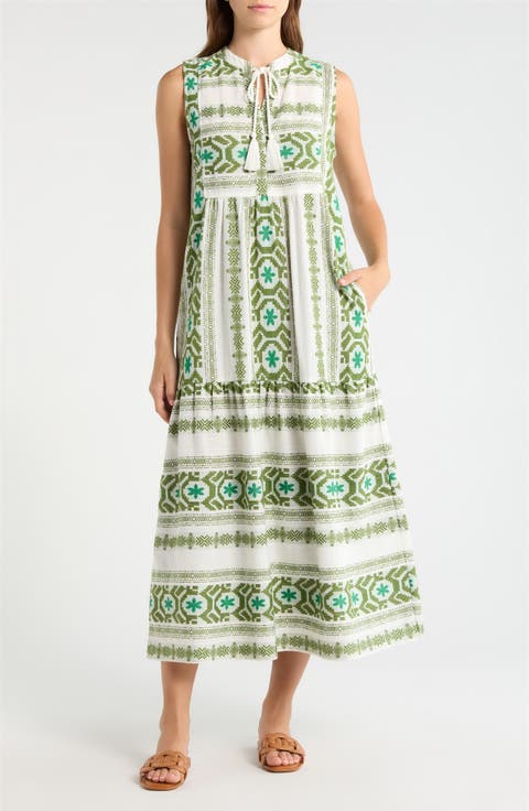 Sleeveless Cotton Cover-Up Midi Dress