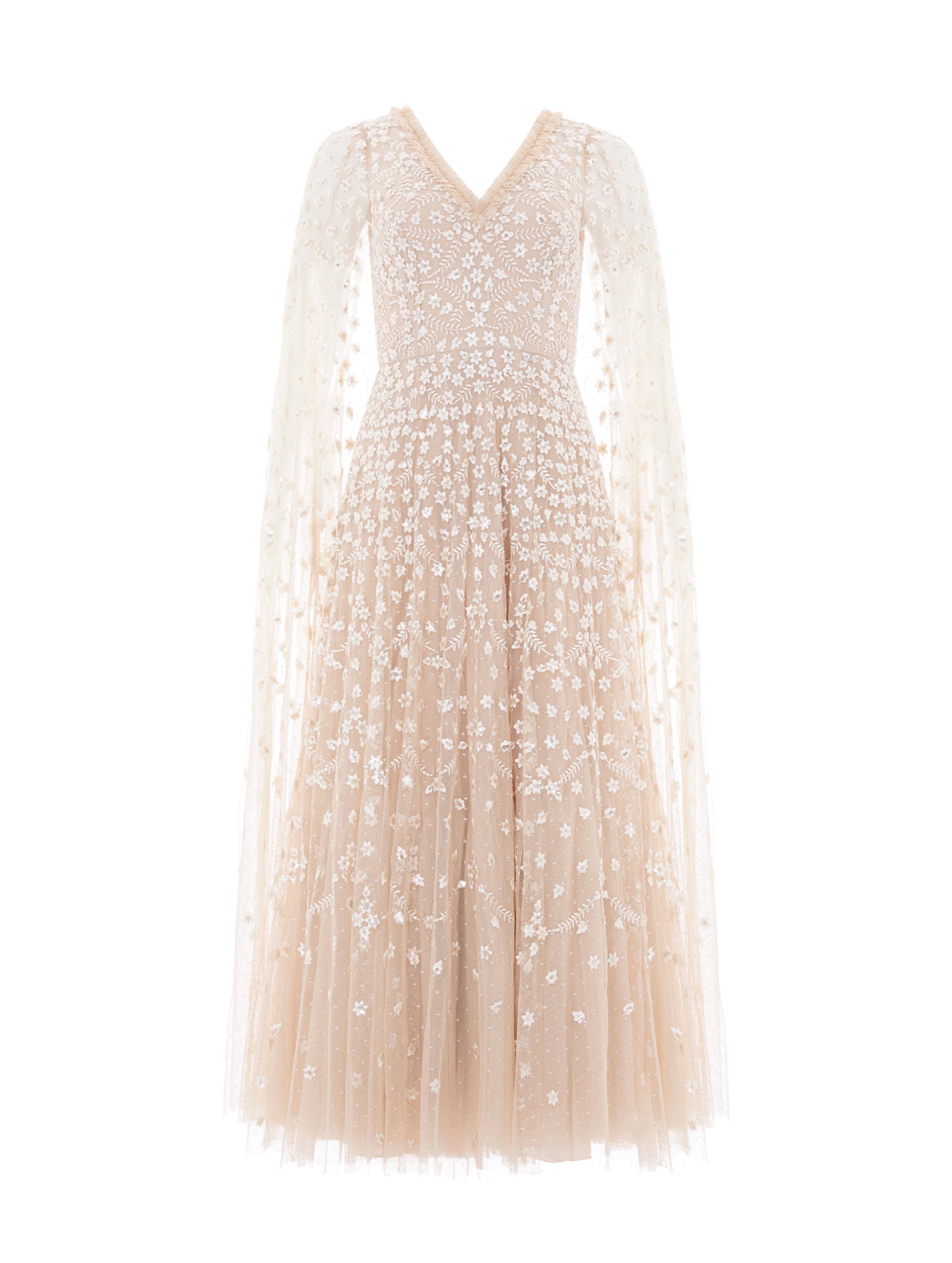 Clover Cape Sleeve Ankle Gown - image 4
