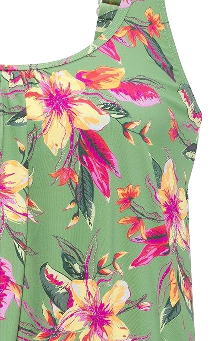 LASCANA Women's Tropical Print Oversized Tankini Swimsuit Top, Alternate, color, Green Pink