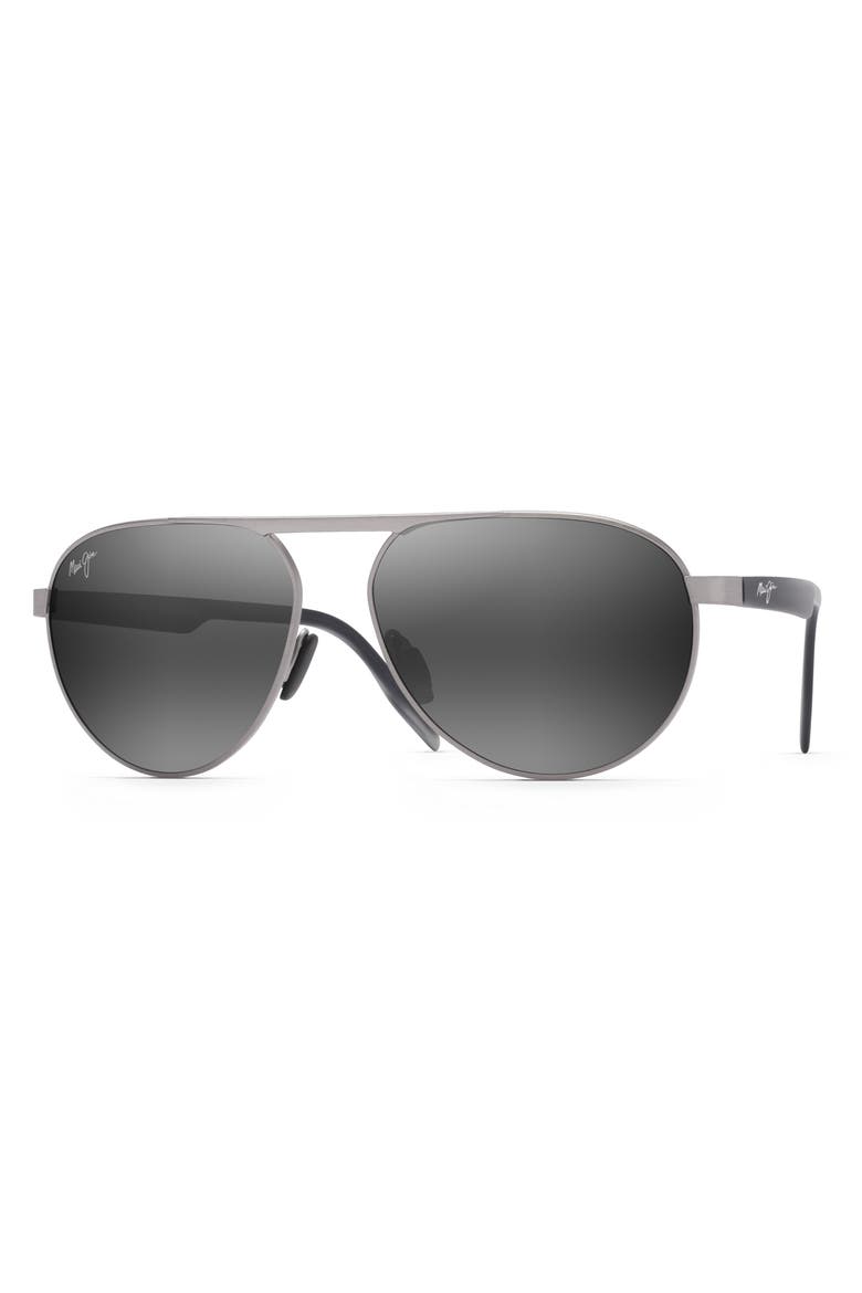 Swinging Bridges 61mm Polarized Aviator Sunglasses, Main, color, BRUSHED GREY