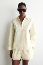 COS Pleated Striped Cotton Shirt