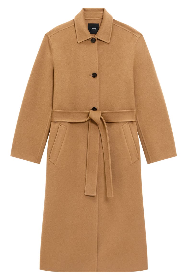 Tie Waist Wool & Cashmere Coat, Alternate, color, WOOD