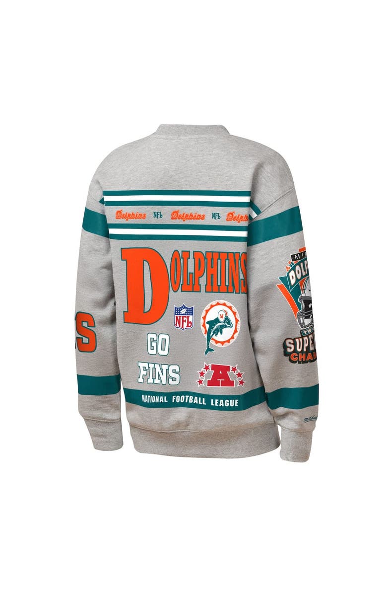 Mitchell & Ness Youth Mitchell & Ness Gray Miami Dolphins Throwback All-Over Print Fleece Sweatshirt, Alternate, color, Gray