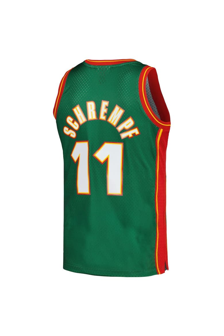 Men's Mitchell & Ness Detlef Schrempf Green Seattle SuperSonics  1995/96 Hardwood Classics Swingman Jersey, Alternate, color, Green