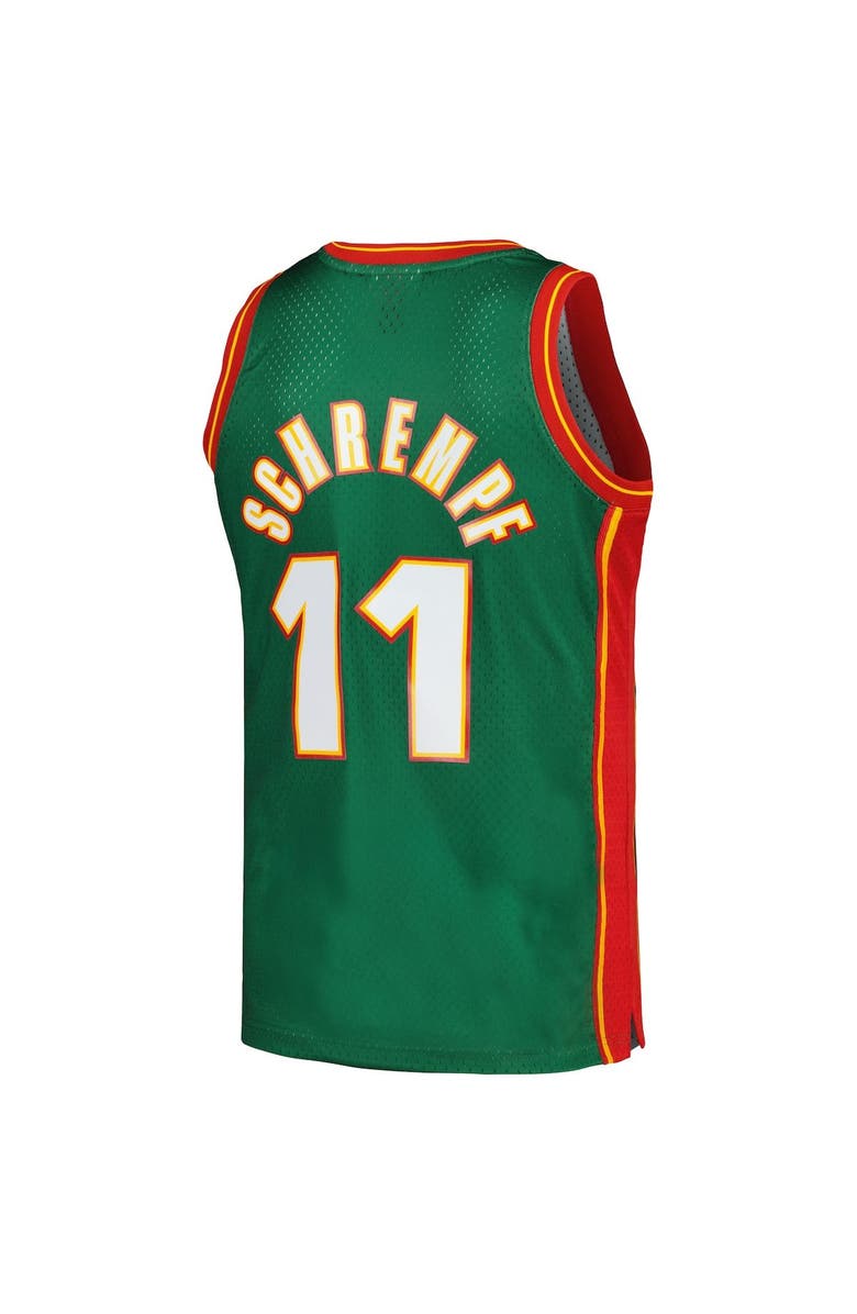Mitchell & Ness Men's Mitchell & Ness Detlef Schrempf Green Seattle SuperSonics  1995/96 Hardwood Classics Swingman Jersey, Alternate, color, Green