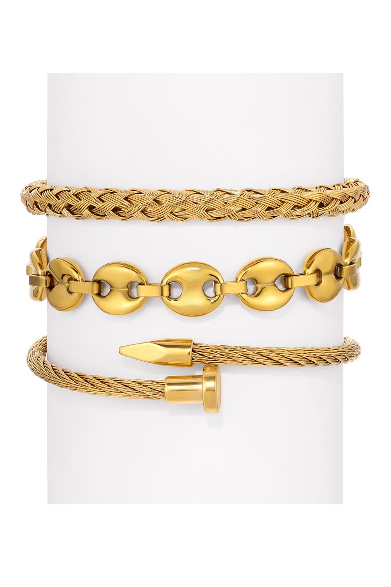 Men's Set of 3 Raphael Titanium Bracelets, Main, color, GOLD
