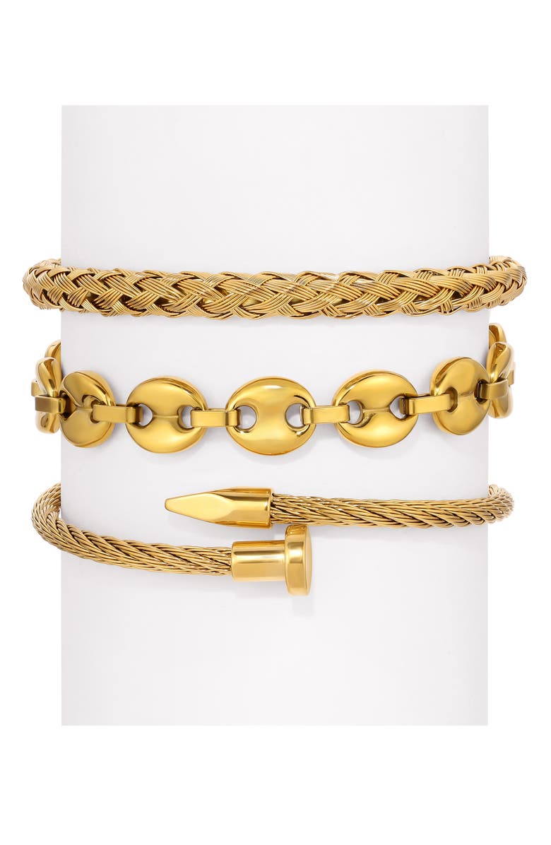 EYE CANDY LOS ANGELES Men's Set of 3 Raphael Titanium Bracelets, Main, color, Gold