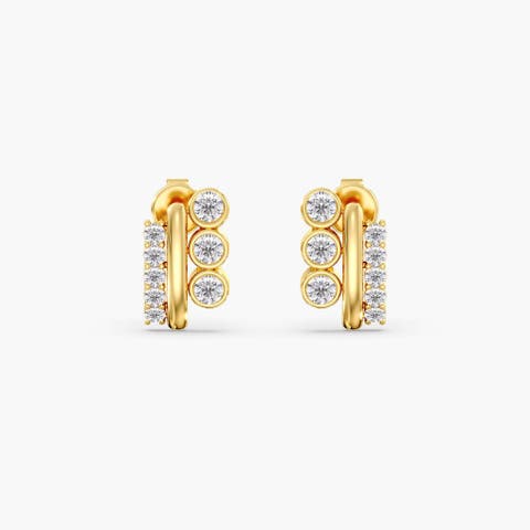Small Stacked Trio Lab Diamond Studs in 14K Gold