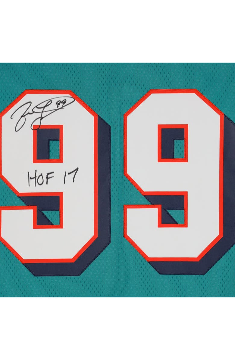 FANATICS AUTHENTIC Jason Taylor Miami Dolphins Autographed Mitchell & Ness Teal Replica Jersey with "HOF 17" Inscription, Alternate, color, 