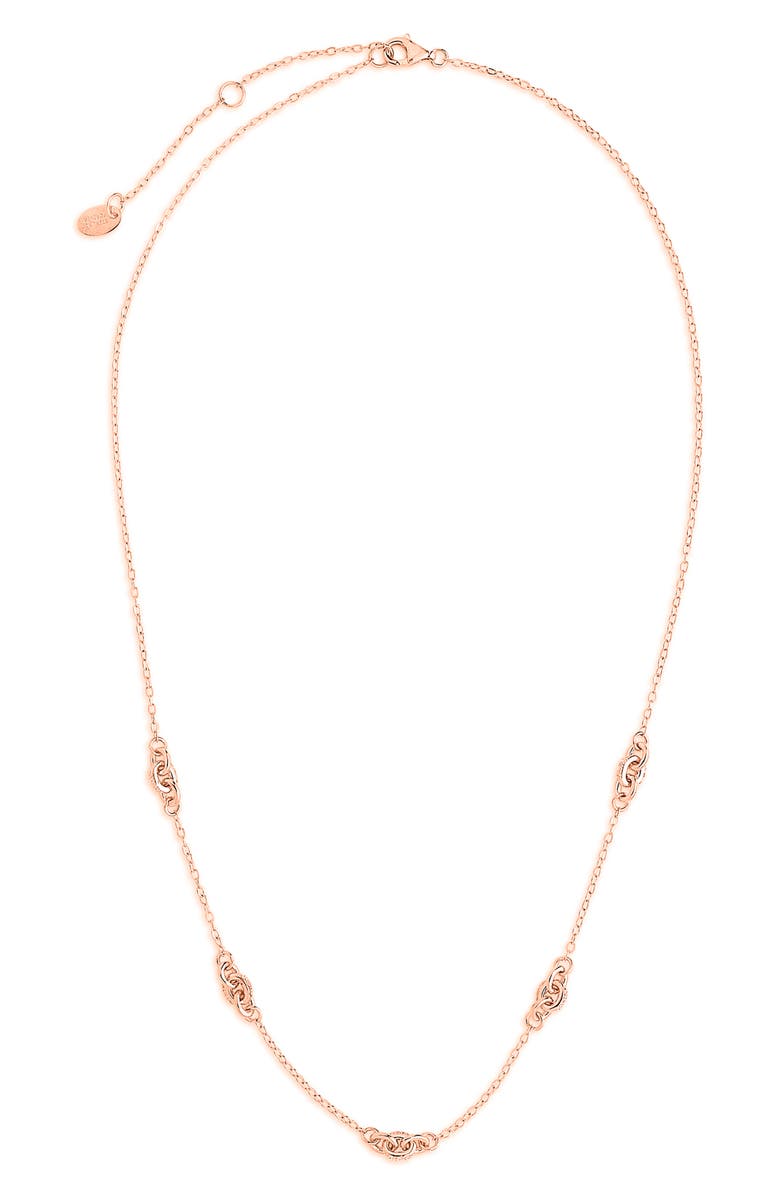 Sterling Forever Knot Station Necklace, Alternate, color, Rose Gold