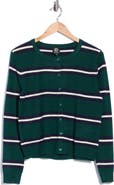 Bobeau Buttoned Striped Cardigan