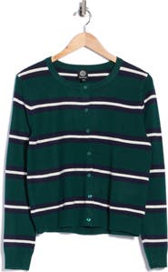 Bobeau Buttoned Striped Cardigan