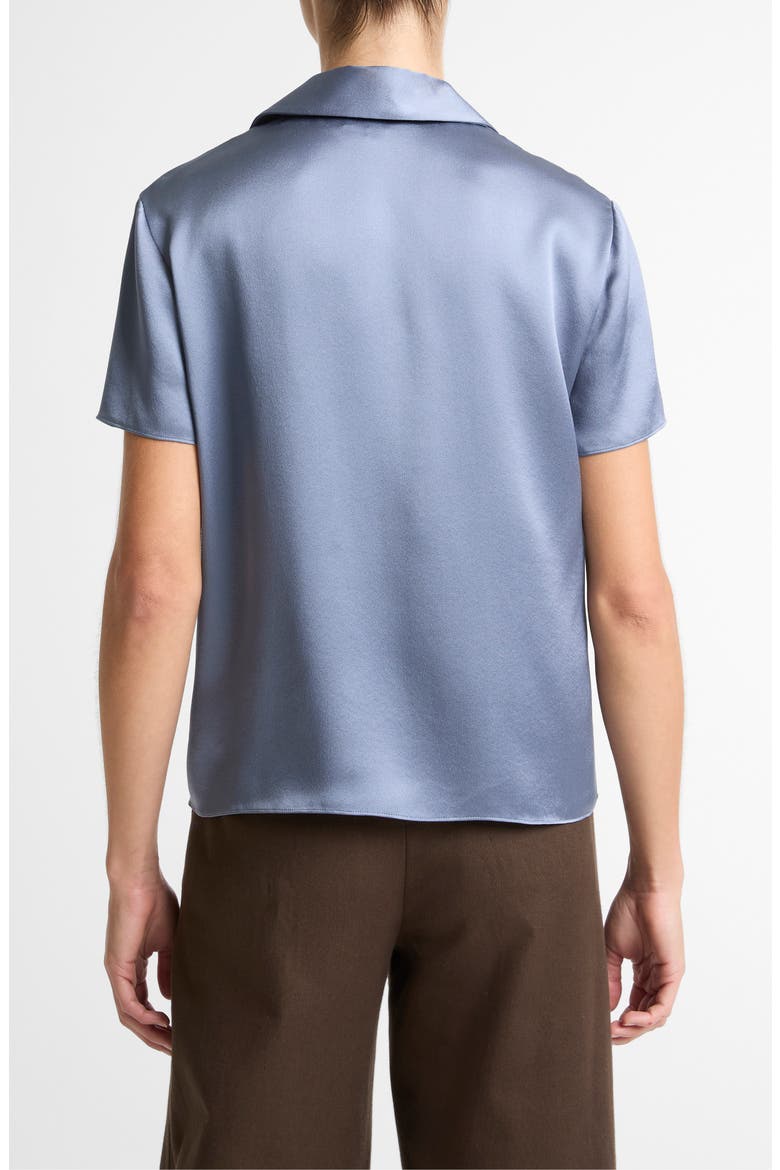 Silk Satin Polo, Alternate, color, AZUL