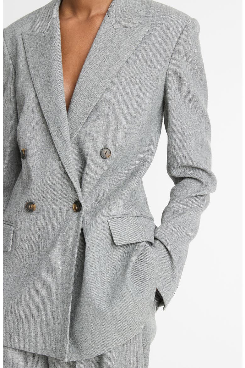 Wool Blend Double Breasted Blazer, Alternate, color, DARK STONE GREY
