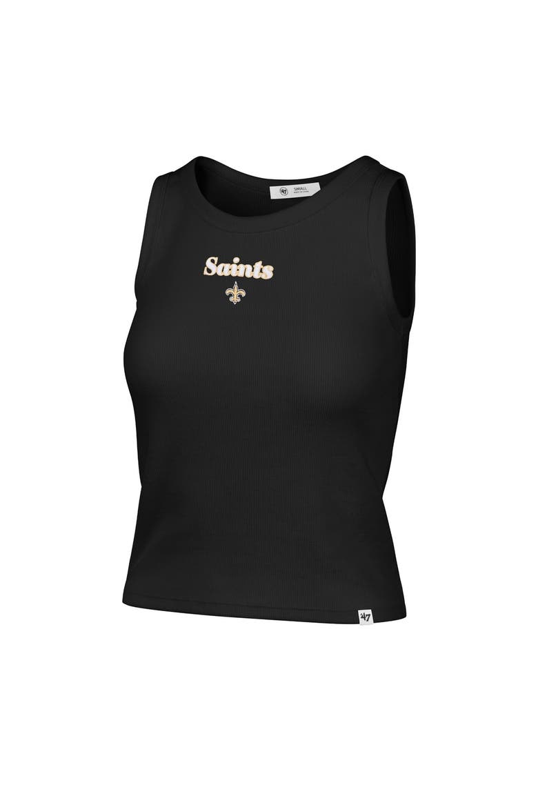 Women's '47  Black New Orleans Saints Cropped Straight Cut Ribbed Baby Tank Top, Alternate, color, Black