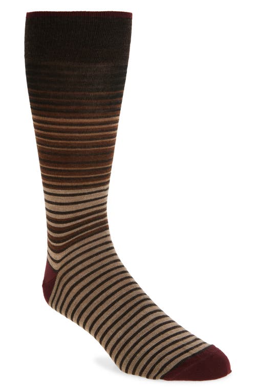 Nordstrom Gradient Stripe Wool Blend Dress Socks In Brown