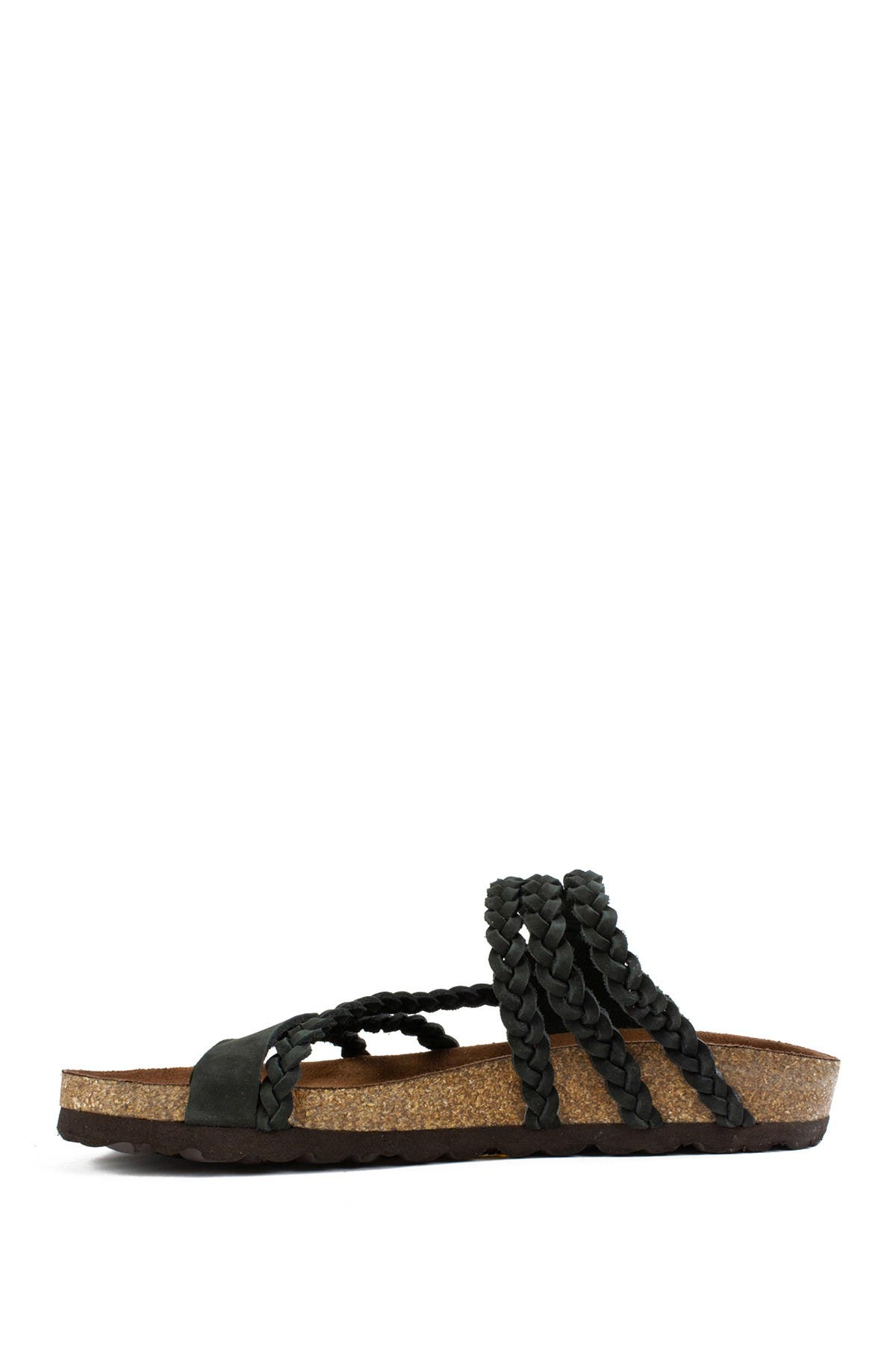 White Mountain Footwear Hayleigh Braided Leather Footbed Sandal, Alternate, color, Black/Nubuck