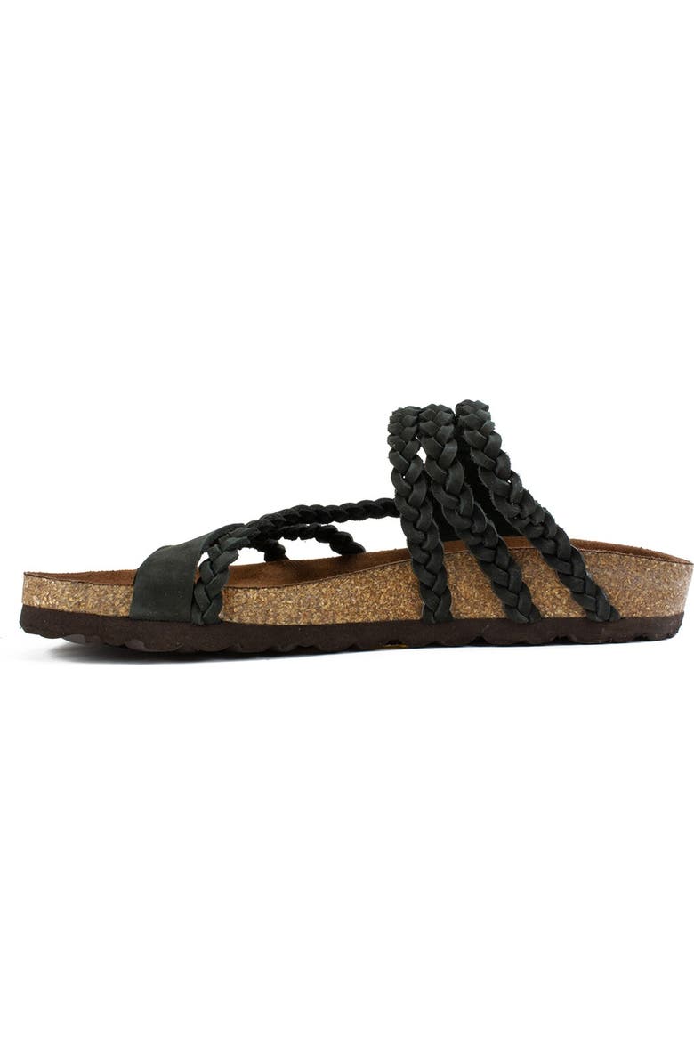 White Mountain Footwear Hayleigh Braided Leather Footbed Sandal, Alternate, color, Black/Nubuck