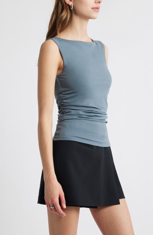 Open Edit Boat Neck Sleeveless Top In Blue Weather
