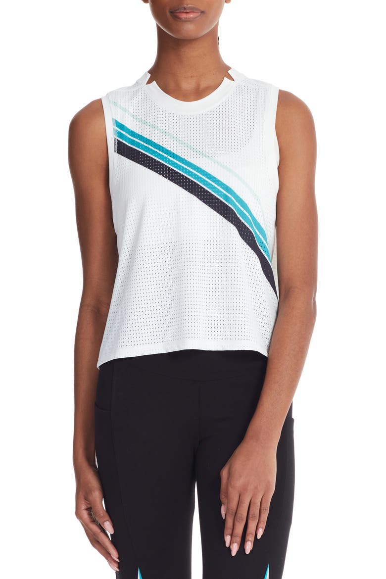 Graphic Mesh Sport Tank Top, Main, color, WHITE