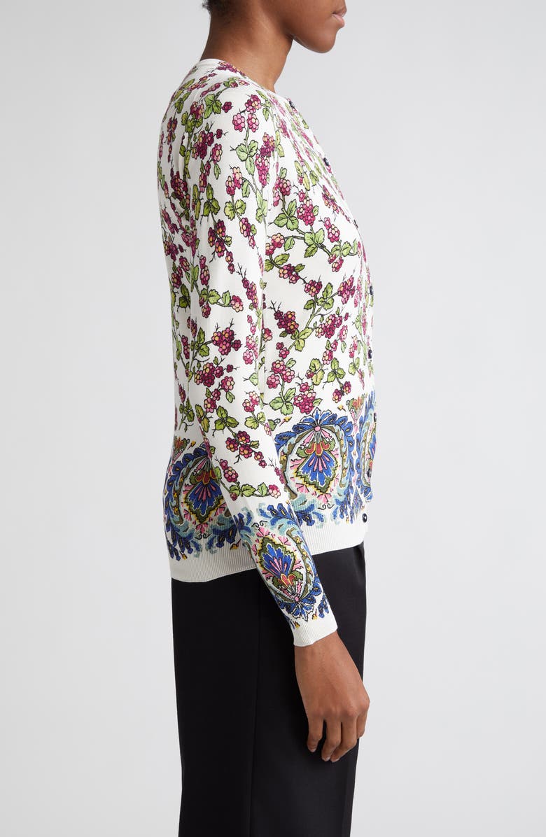 Etro Berry Print Silk Blend Cardigan & Short Sleeve Sweater Twinset, Alternate, color,