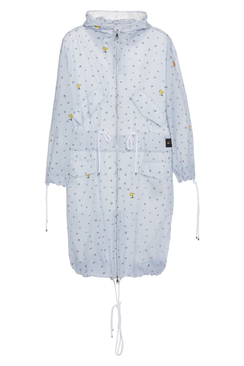 x Peanuts® Erne Woodstock Hooded Long Coat, Alternate, color, BLUE MULTI
