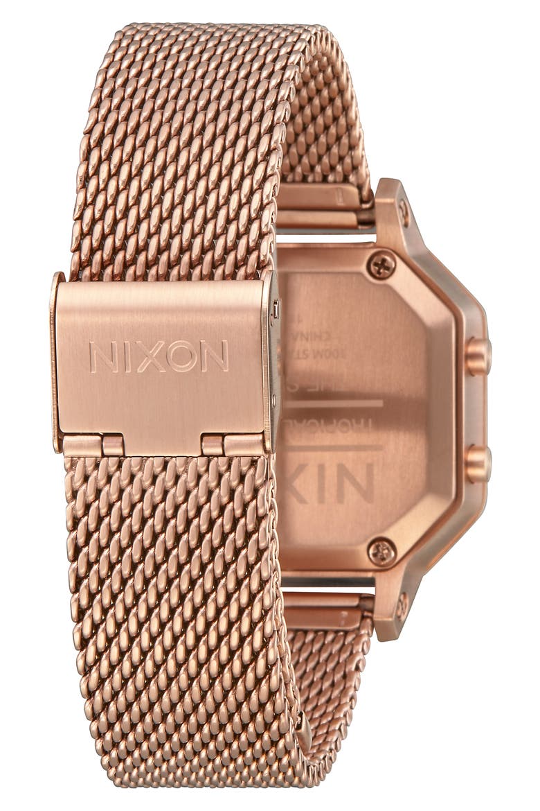 Siren Digital Bracelet Watch, 36mm, Alternate, color, ROSE GOLD/ BLACK/ ROSE GOLD