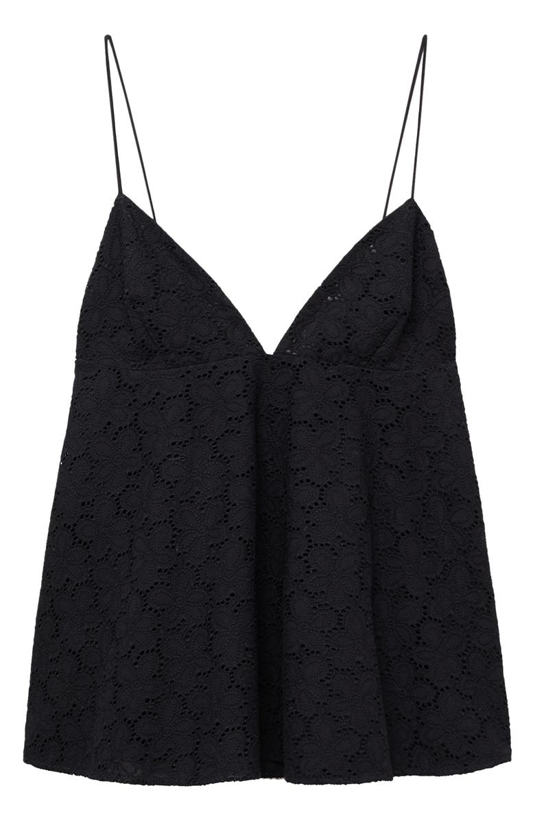MANGO Zlata Eyelet Babydoll Camisole, Alternate, color, Black