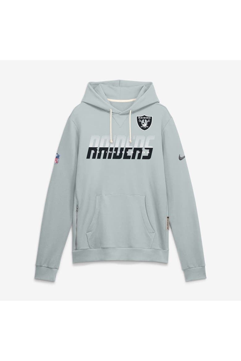 Men's Nike Silver Las Vegas Raiders Sideline Standard Issue Top Prospect Dri-FIT Hoodie, Main, color, Silver