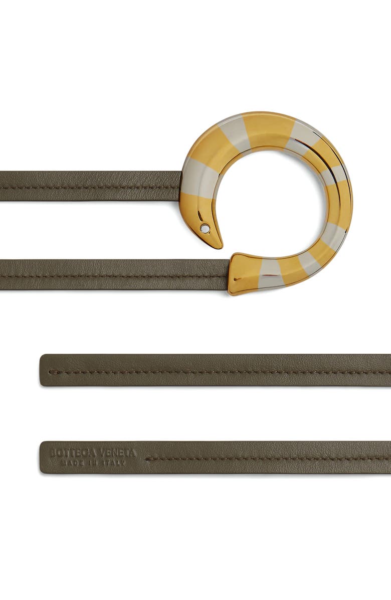 Bottega Veneta Sardine Leather Belt, Alternate, color, Cypress-M Brass-S