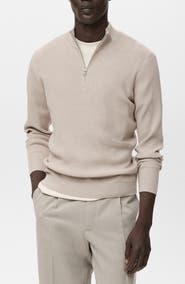 MANGO Rib Quarter Zip Sweater