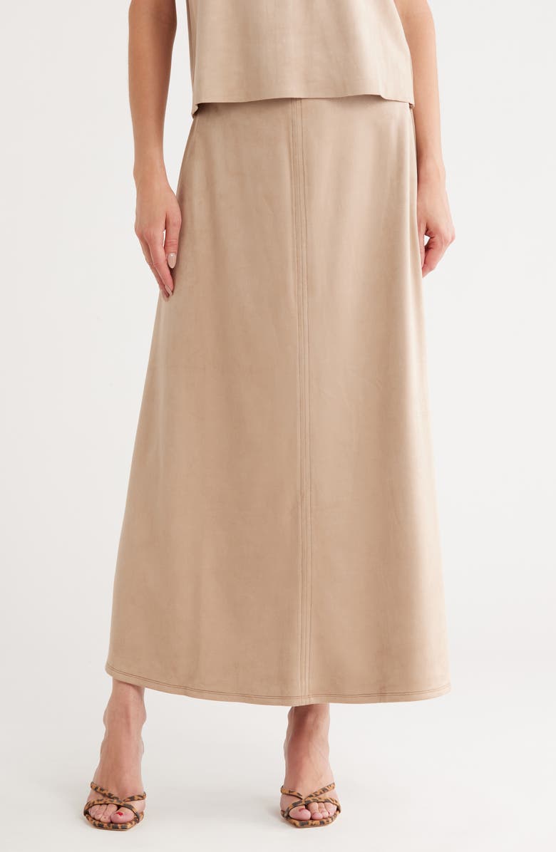 Parker The Lillian Slim Faux Suede Midi Skirt, Main, color, Stone Fox