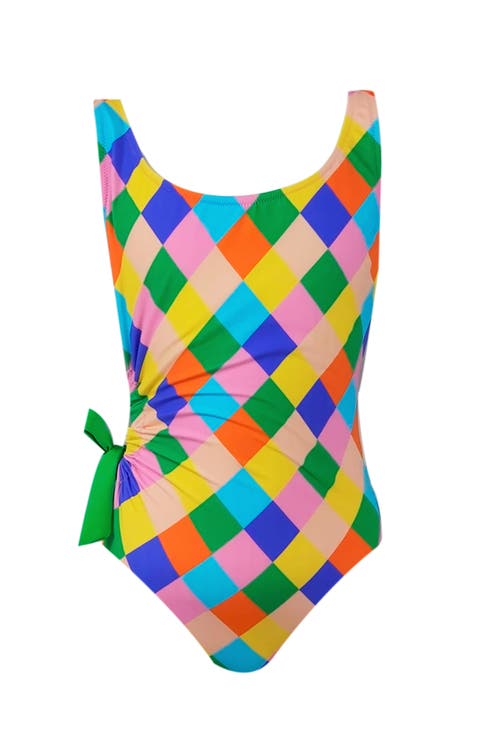 Kids' Cube Pattern Multicolor One-Piece Swimsuit