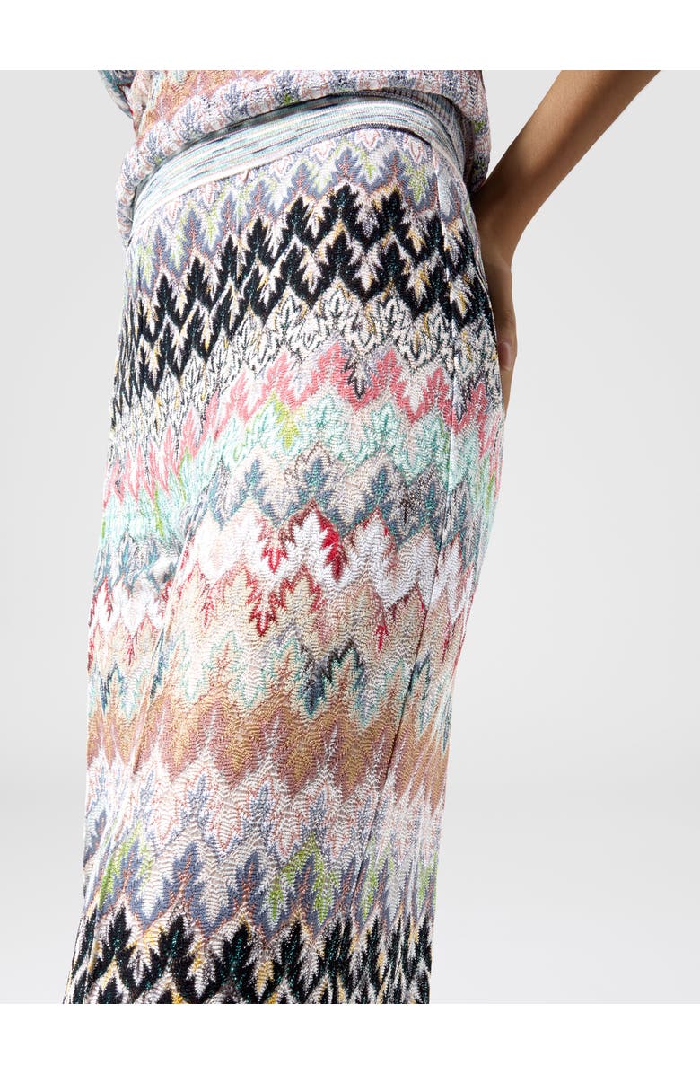 Missoni Wide-leg Trousers In Viscose And Cotton Lamé Lace Motif, Alternate, color, Green& Brown