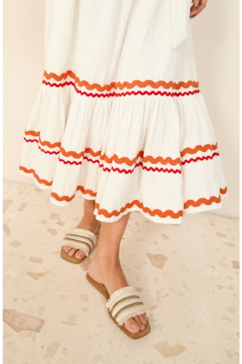 Rickrack Trim Maxi Sundress, Alternate, color, WHITE