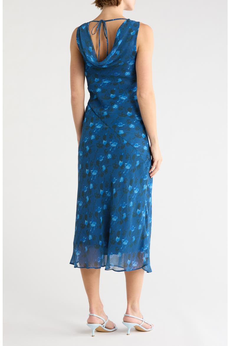 Cowl Neck Midi Dress, Alternate, color, BLUE FLORAL