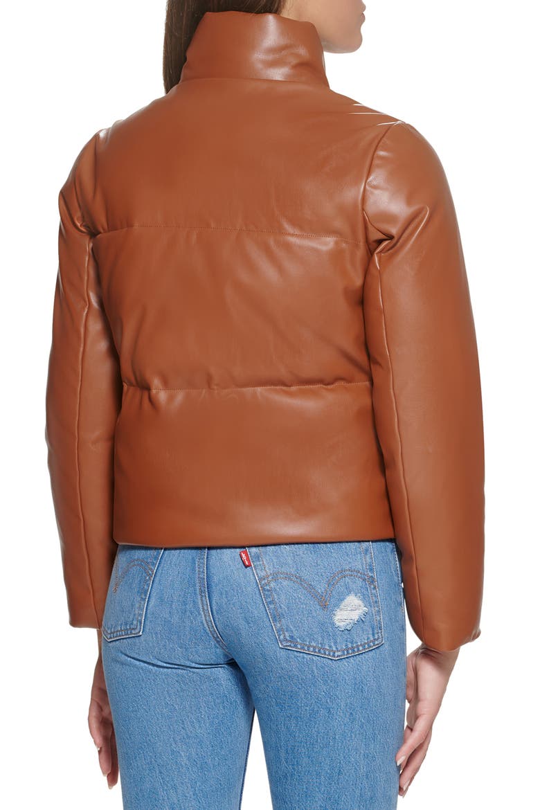 Levi's® PU 307 Faux Leather Puffer Jacket, Alternate, color, CAMEL