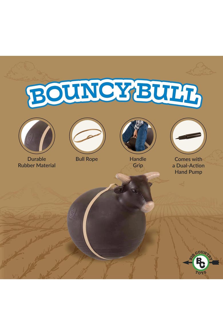 Inflatable Bouncy Bull Rodeo Ride On Toy, Alternate, color, Brown